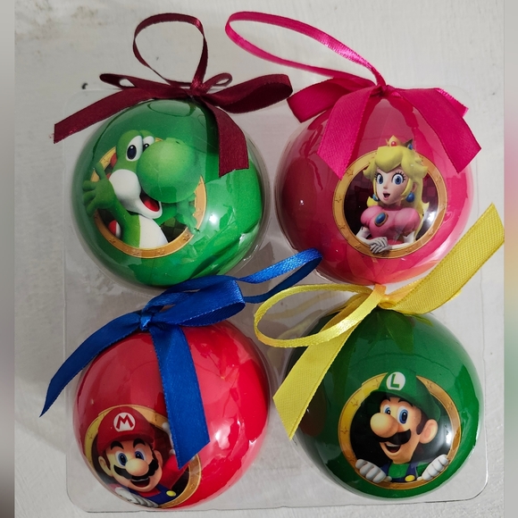 Set of 4 Super Mario Christmas Ornaments - Official Nintendo - New - Picture 7 of 10